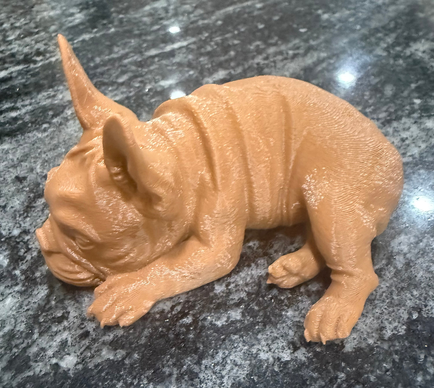 French Bulldog Figurine – Realistic 3D Printed Frenchie Dog Decor (4” Long)