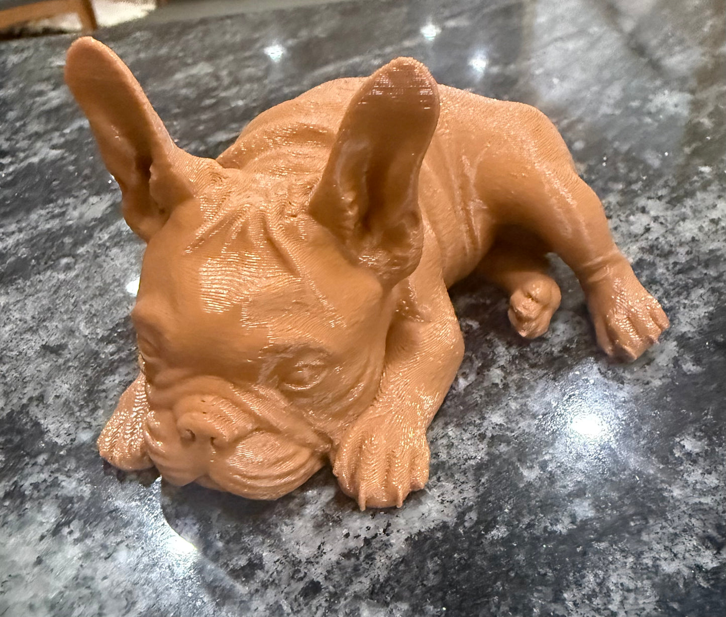 French Bulldog Figurine – Realistic 3D Printed Frenchie Dog Decor (4” Long)